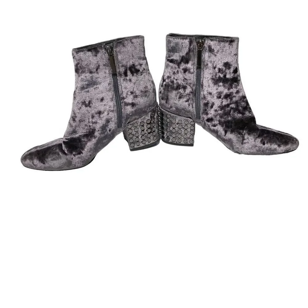 Kendall & Kylie‎ Velvet Gray Studded Heel Ankle Boot Zip Women’s 7-1/2M EUC